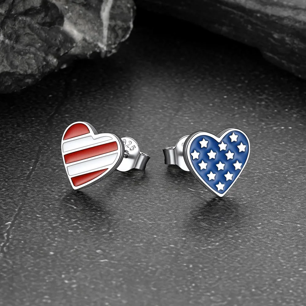 4th of July Heart Earrings American Flag Studs for Men Women sold by FaithHeart product image thumbnail 3