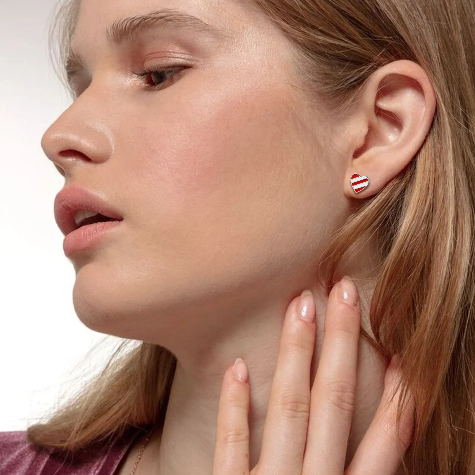 4th of July Heart Earrings American Flag Studs for Men Women sold by FaithHeart product image thumbnail 2