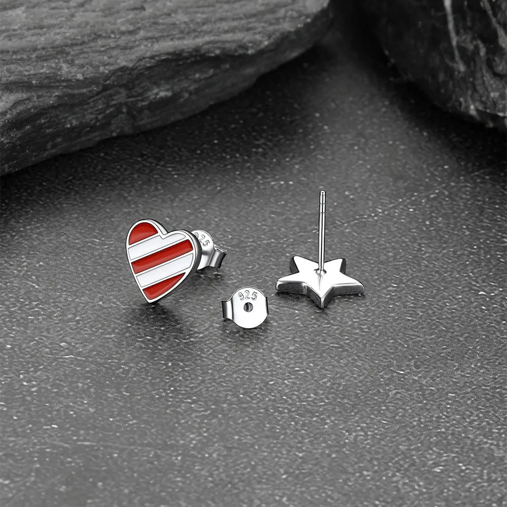 4th of July Star Heart Earrings American Flag Studs for Women Men sold by FaithHeart product image thumbnail 4