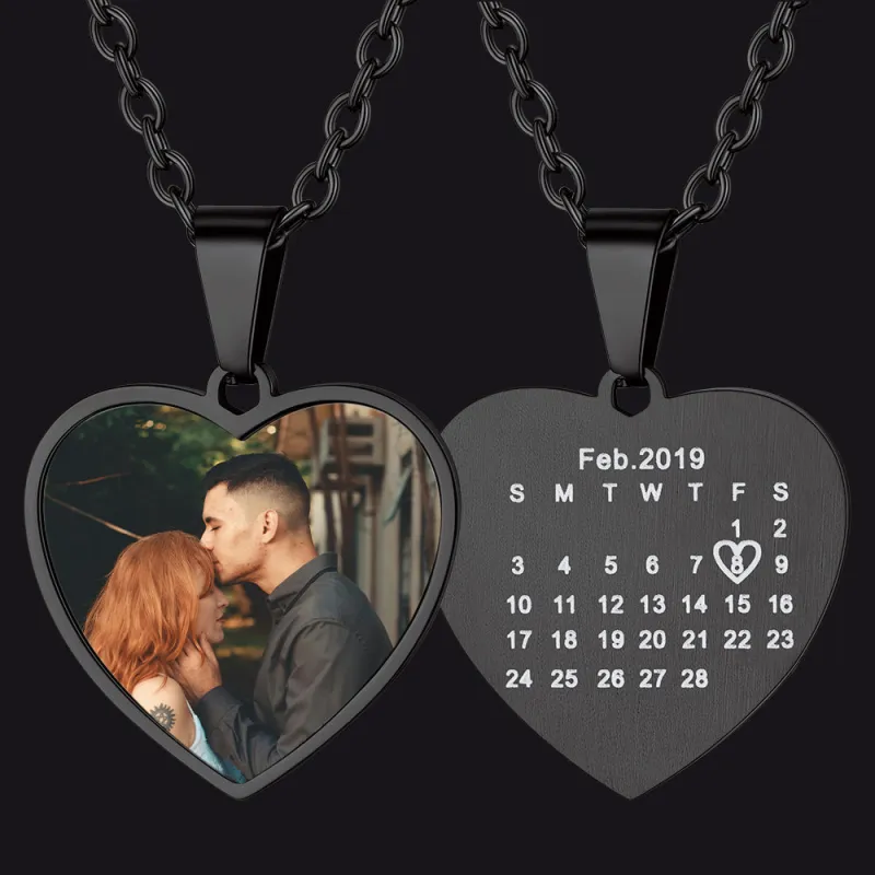 Customized Heart Photo Picture Necklace with Calendar for Women sold by FaithHeart