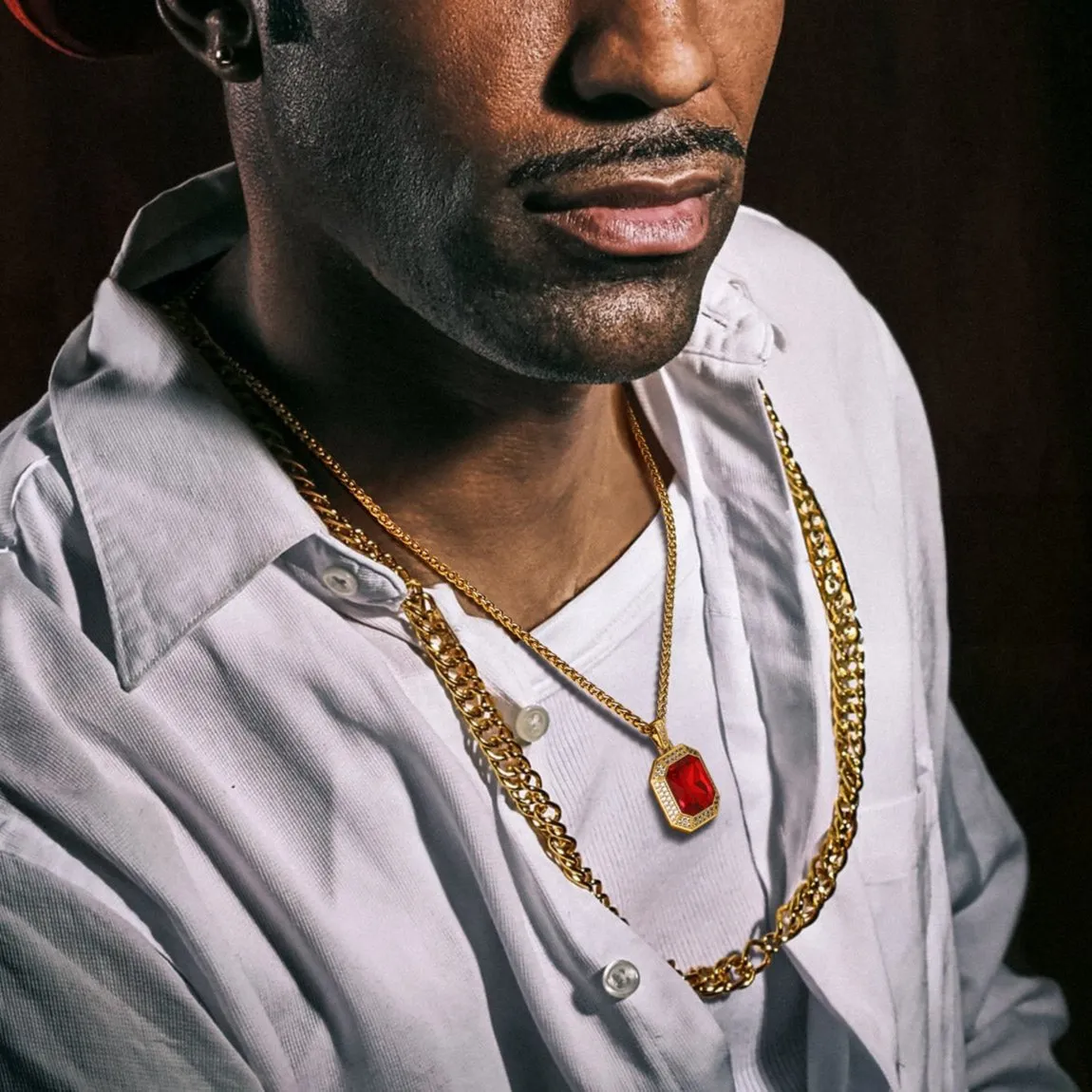 Cubic Zirconia Gemstone Crystal Dog Tag Necklace for Men sold by FaithHeart product image thumbnail 2