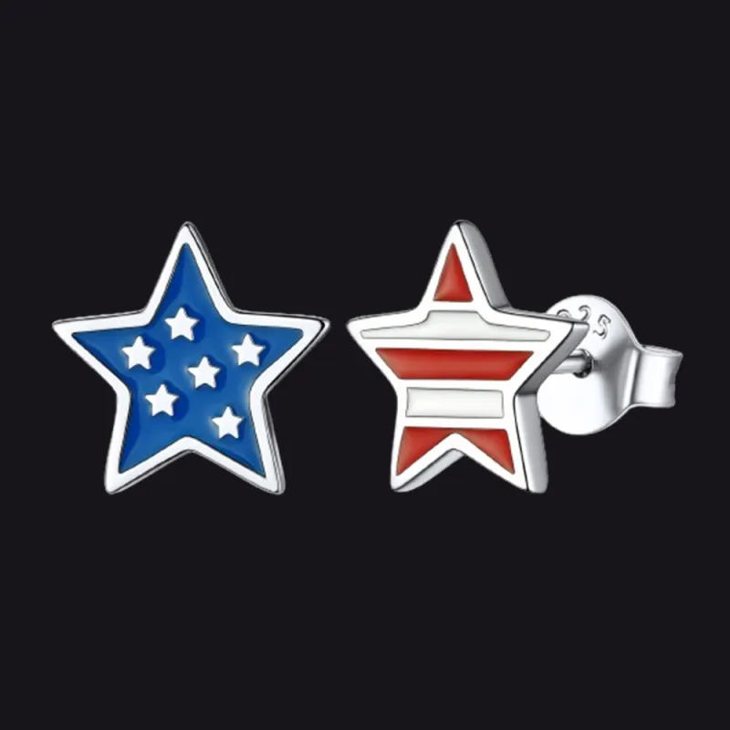 4th of July Star Earrings American Flag Studs for Women Men sold by FaithHeart