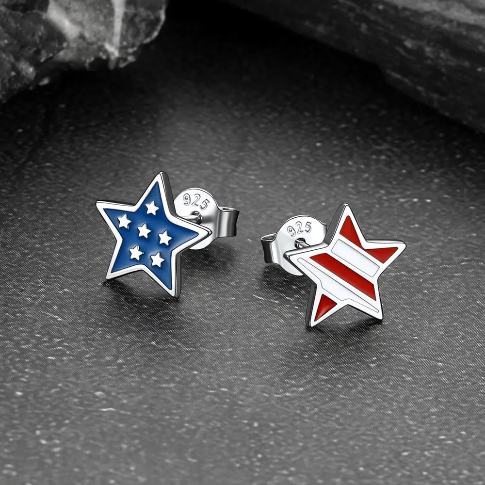 4th of July Star Earrings American Flag Studs for Women Men sold by FaithHeart product image thumbnail 3