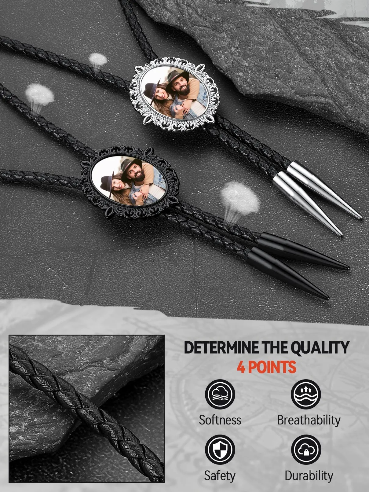 Personalized Photo Bolo Ties with Picture Memorial Gift for Men Women sold by FaithHeart product image thumbnail 4