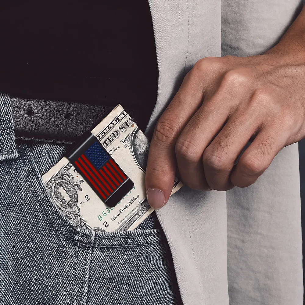 Customized American Flag Money Clips Cash Card Holder for Men sold by FaithHeart product image thumbnail 2