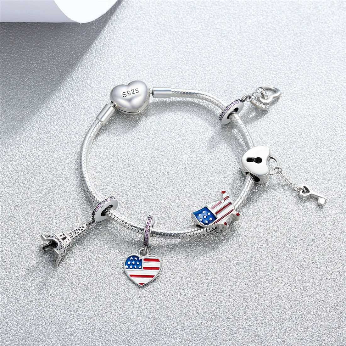 Cubic Zirconia American Flag Charm Beads Fit Bracelet Necklaces sold by FaithHeart product image thumbnail 5