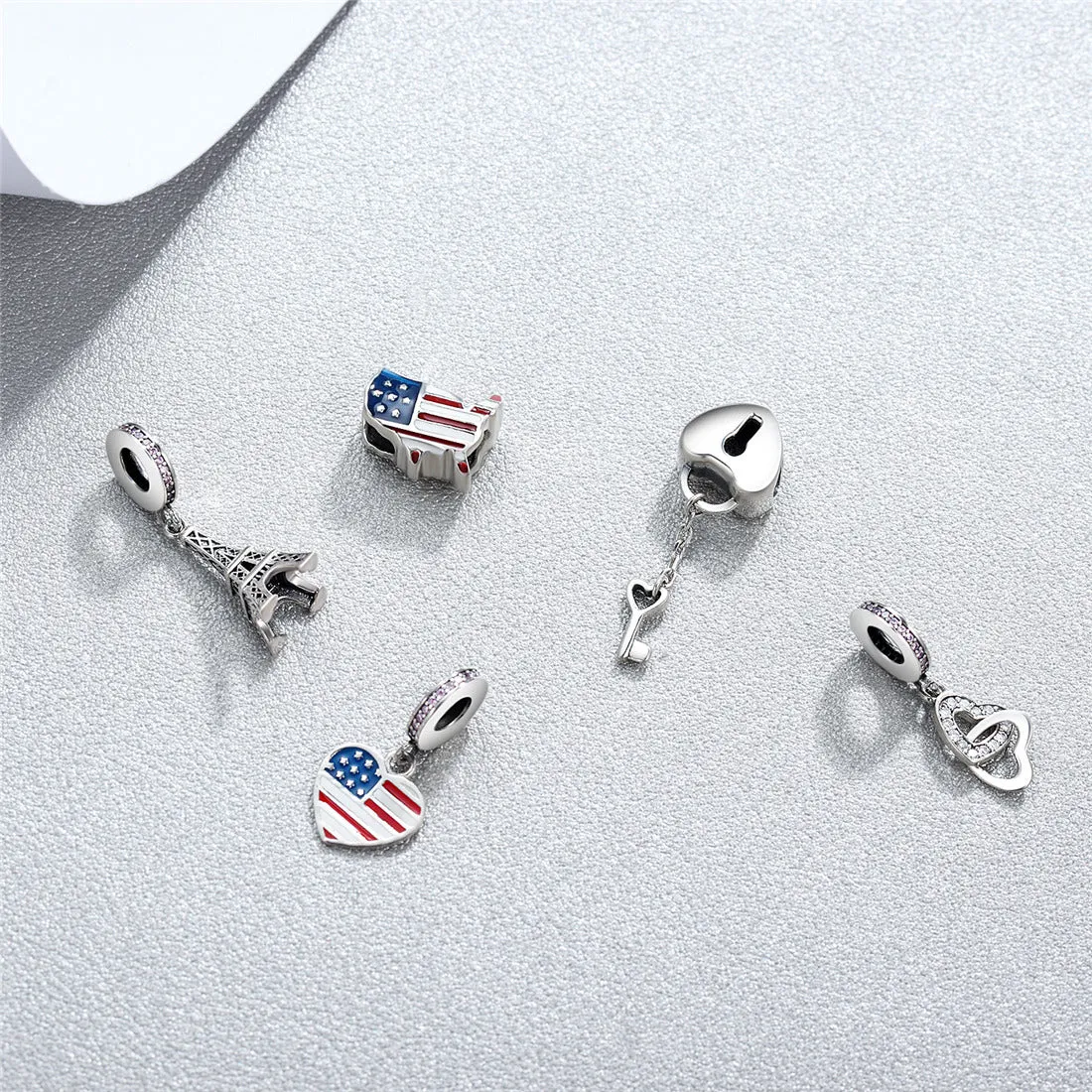 Cubic Zirconia American Flag Charm Beads Fit Bracelet Necklaces sold by FaithHeart product image thumbnail 4