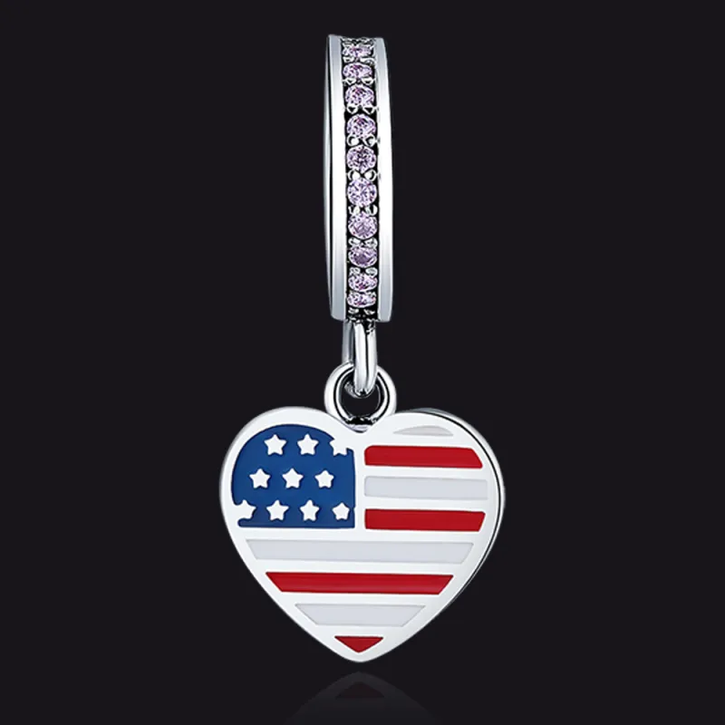 Cubic Zirconia American Flag Charm Beads Fit Bracelet Necklaces sold by FaithHeart