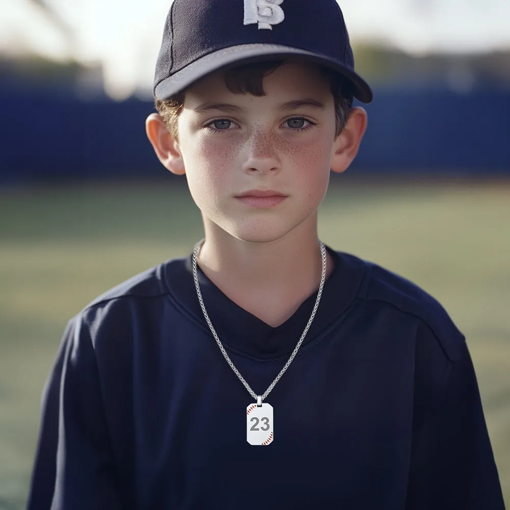 Customized Baseball Number Dog Tag Necklace for Men sold by FaithHeart product image thumbnail 3