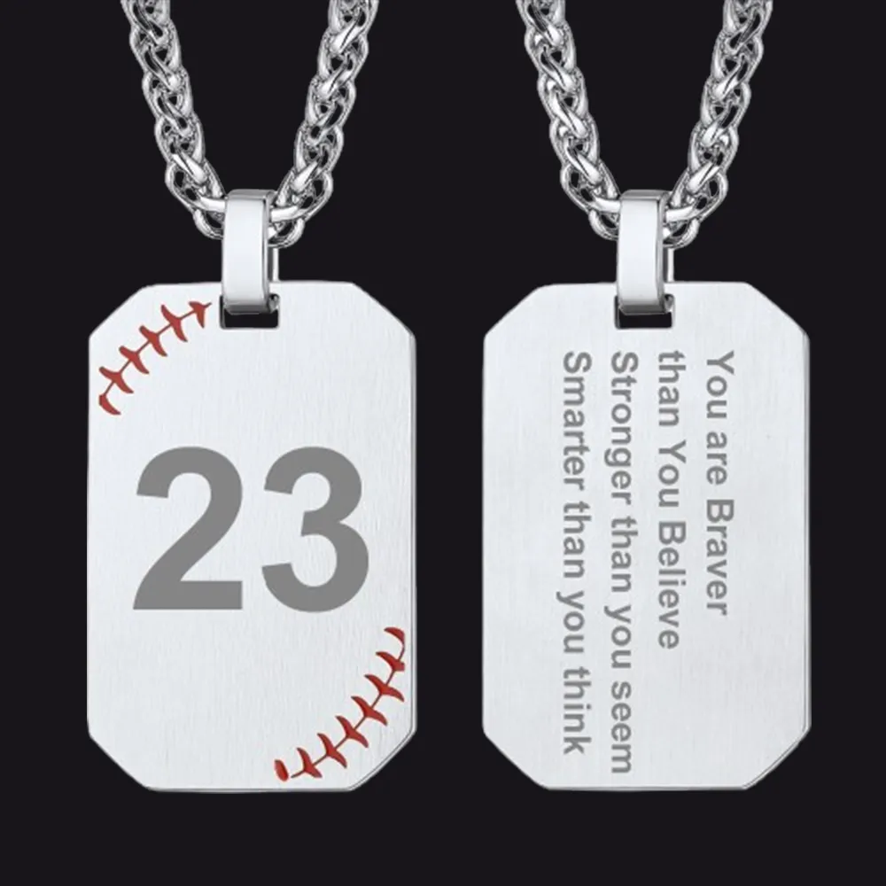Customized Baseball Number Dog Tag Necklace for Men sold by FaithHeart