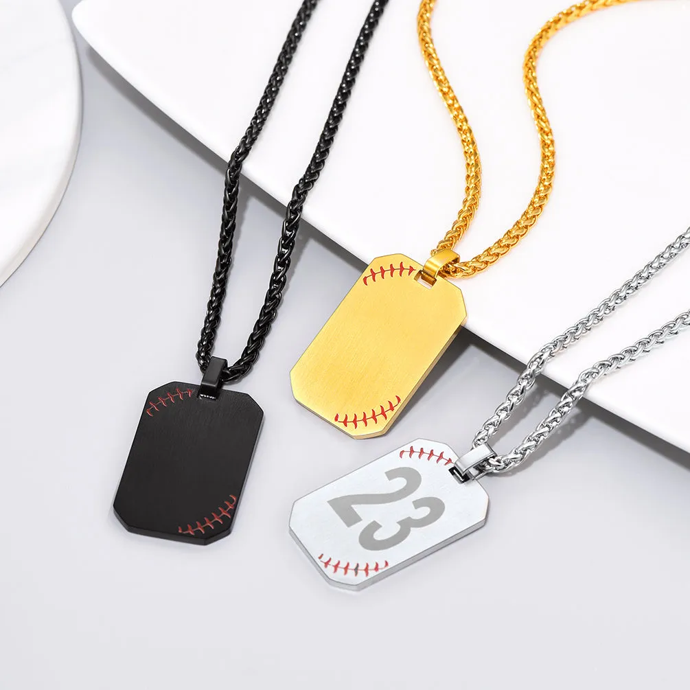 Customized Baseball Number Dog Tag Necklace for Men sold by FaithHeart product image thumbnail 5