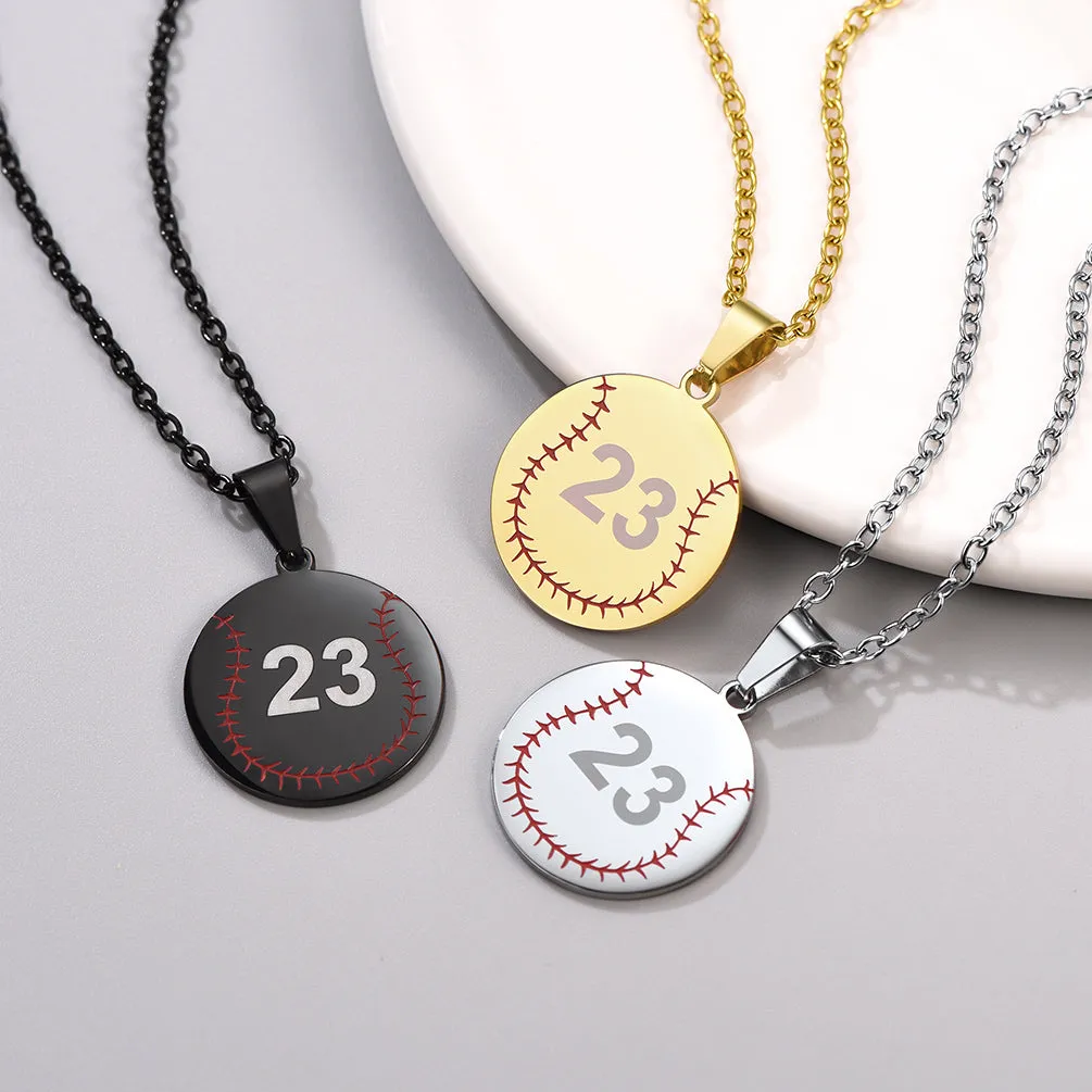 Custom Number Baseball Disc Necklace Sport Chain for Men sold by FaithHeart product image thumbnail 4