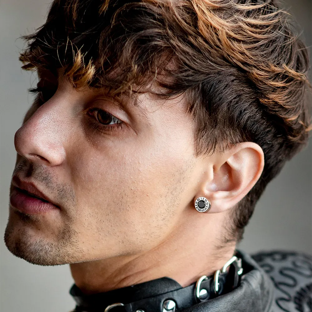 Roman Numerals Birthstone Studs Earrings in Stainless Steel sold by FaithHeart product image thumbnail 3