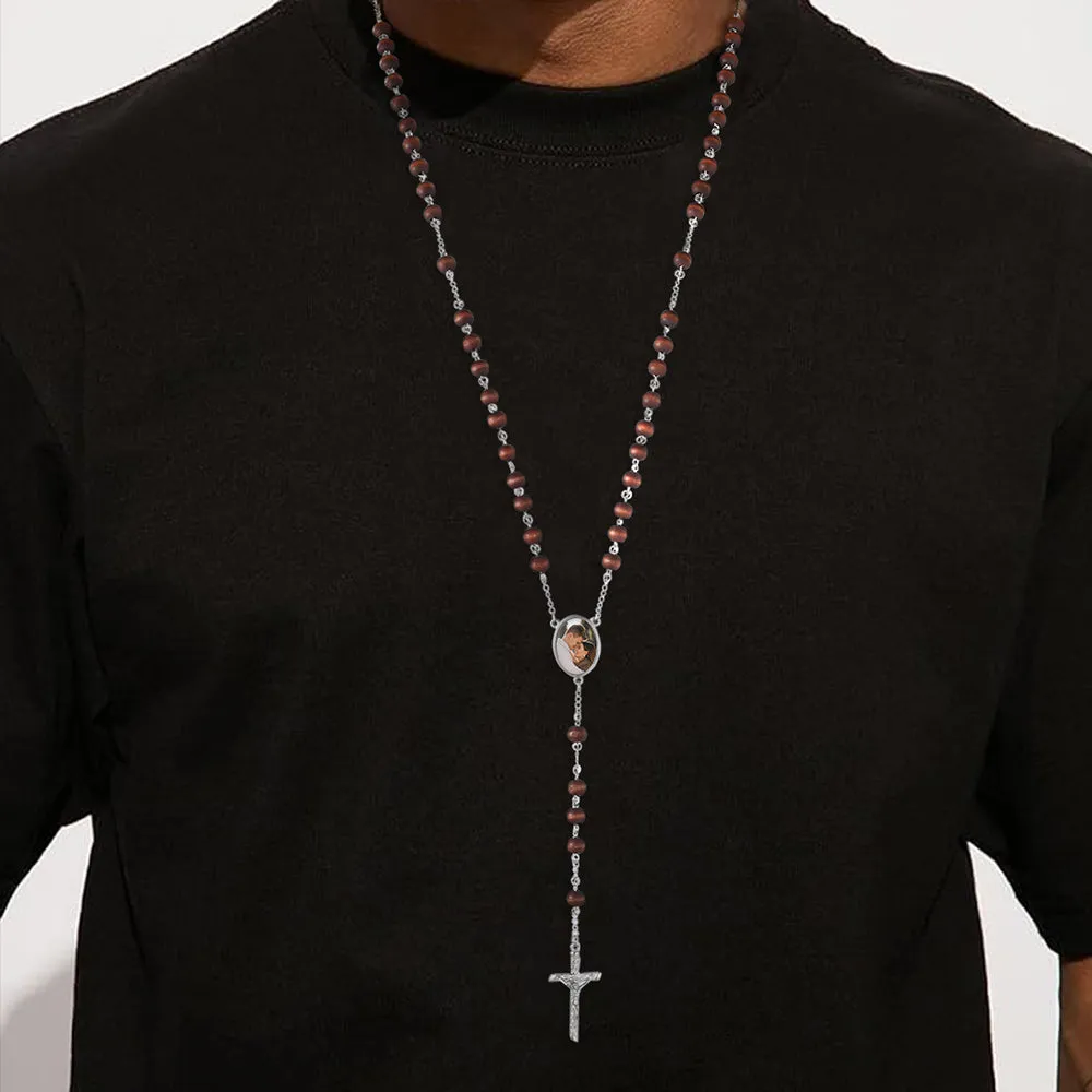Custom Catholic Rosary Beads Necklace with Picture for Men sold by FaithHeart product image thumbnail 2
