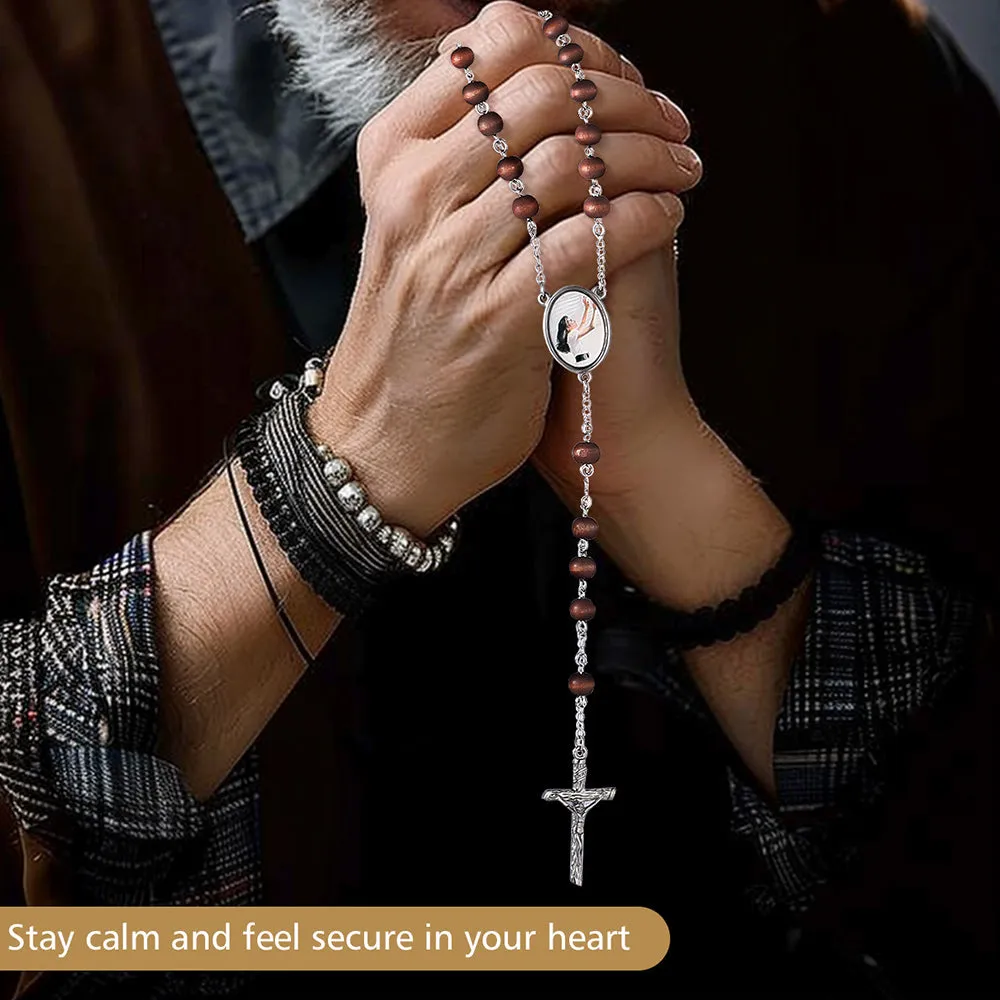 Custom Catholic Rosary Beads Necklace with Picture for Men sold by FaithHeart product image thumbnail 3