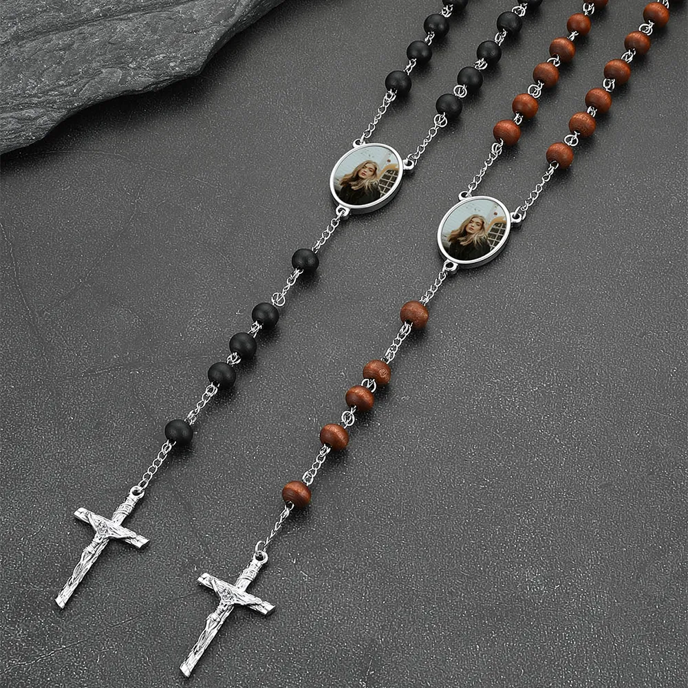 Custom Catholic Rosary Beads Necklace with Picture for Men sold by FaithHeart product image thumbnail 4