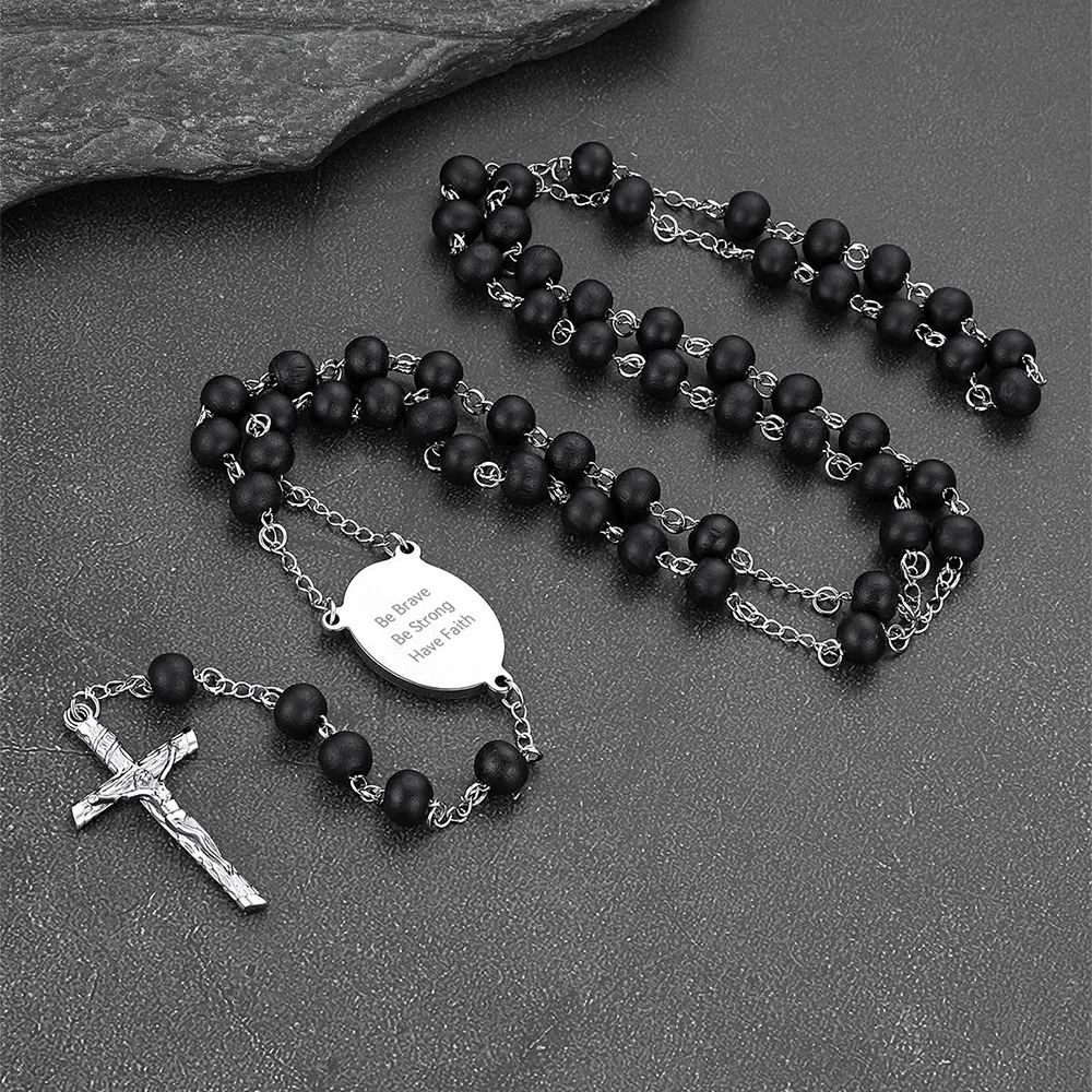 Custom Catholic Rosary Beads Necklace with Picture for Men sold by FaithHeart product image thumbnail 5