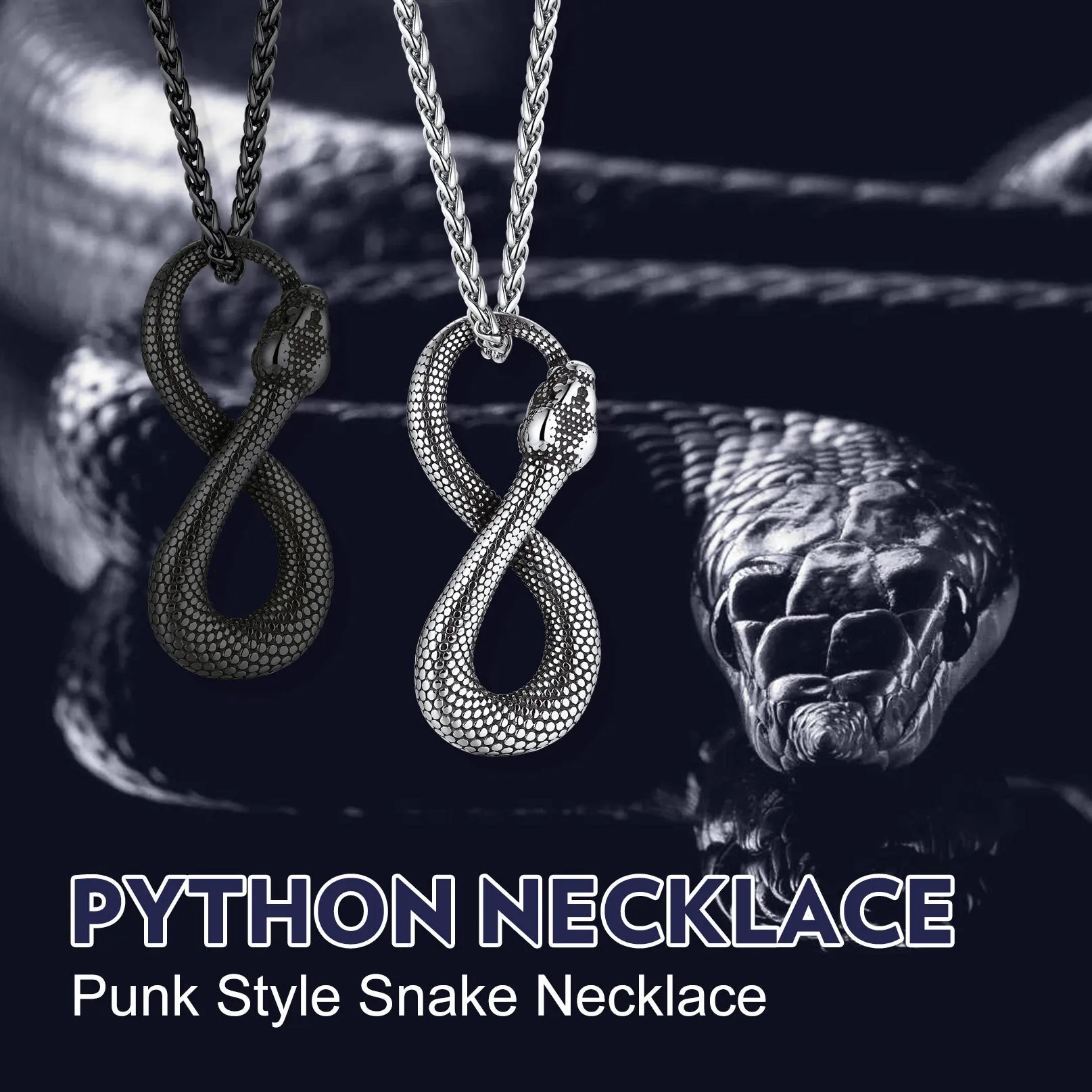 Punk Eight Pythons Infinity Snake Necklace for Men sold by FaithHeart product image thumbnail 4