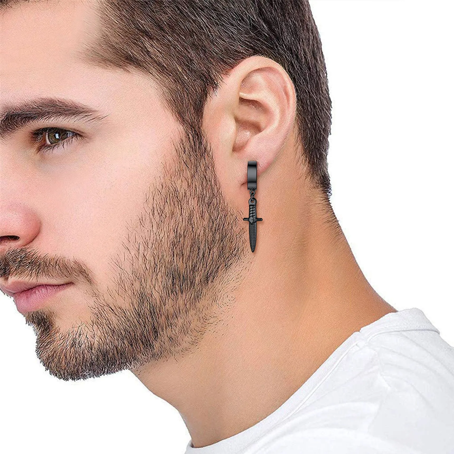 Punk Battle Axe Dagger Dangle Hoop Earring For Men sold by FaithHeart product image thumbnail 2