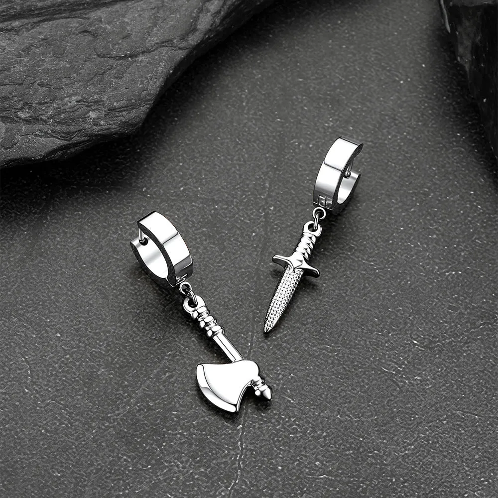 Punk Battle Axe Dagger Dangle Hoop Earring For Men sold by FaithHeart product image thumbnail 5