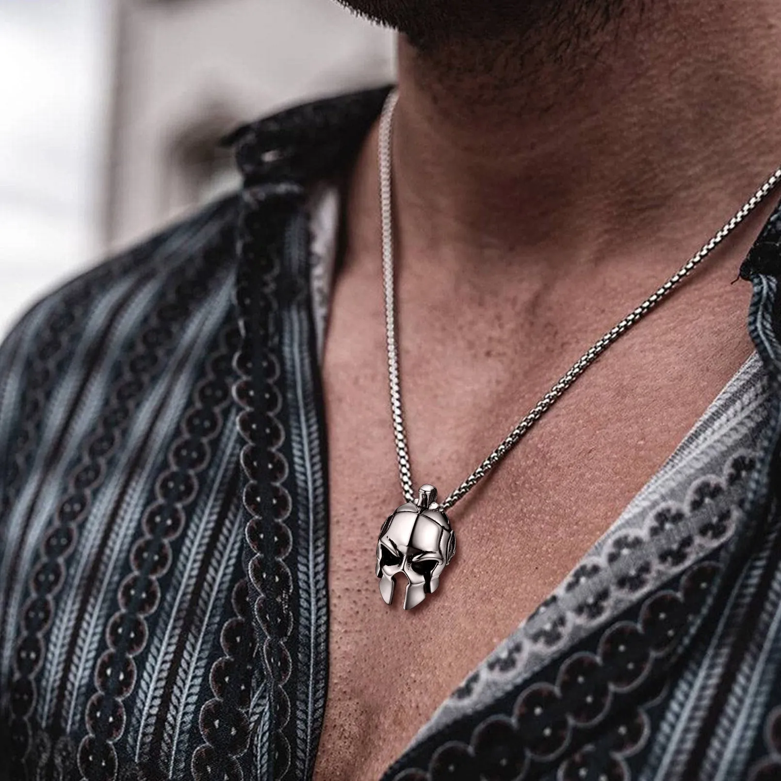 Flash Sale Spartan Helmet Pendant Necklace Greece Jewelry for Men sold by FaithHeart product image thumbnail 2