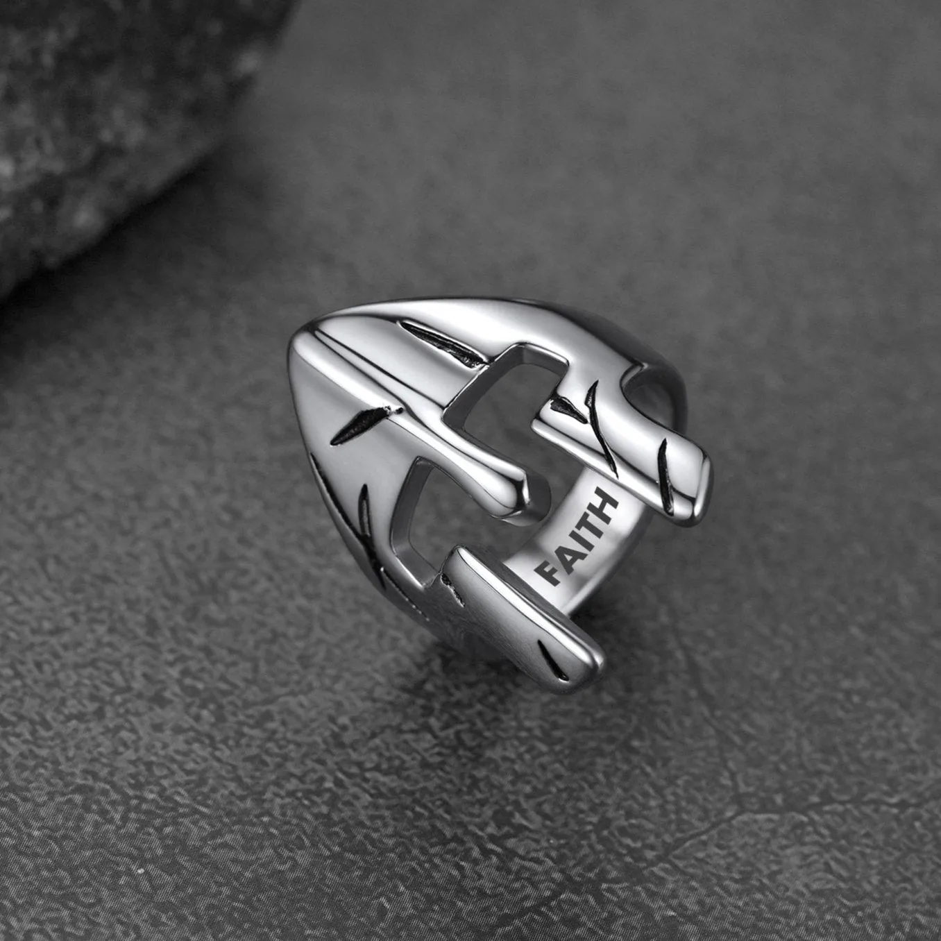 Spartan Warrior Mask Helmet Ring For Men sold by FaithHeart product image thumbnail 5