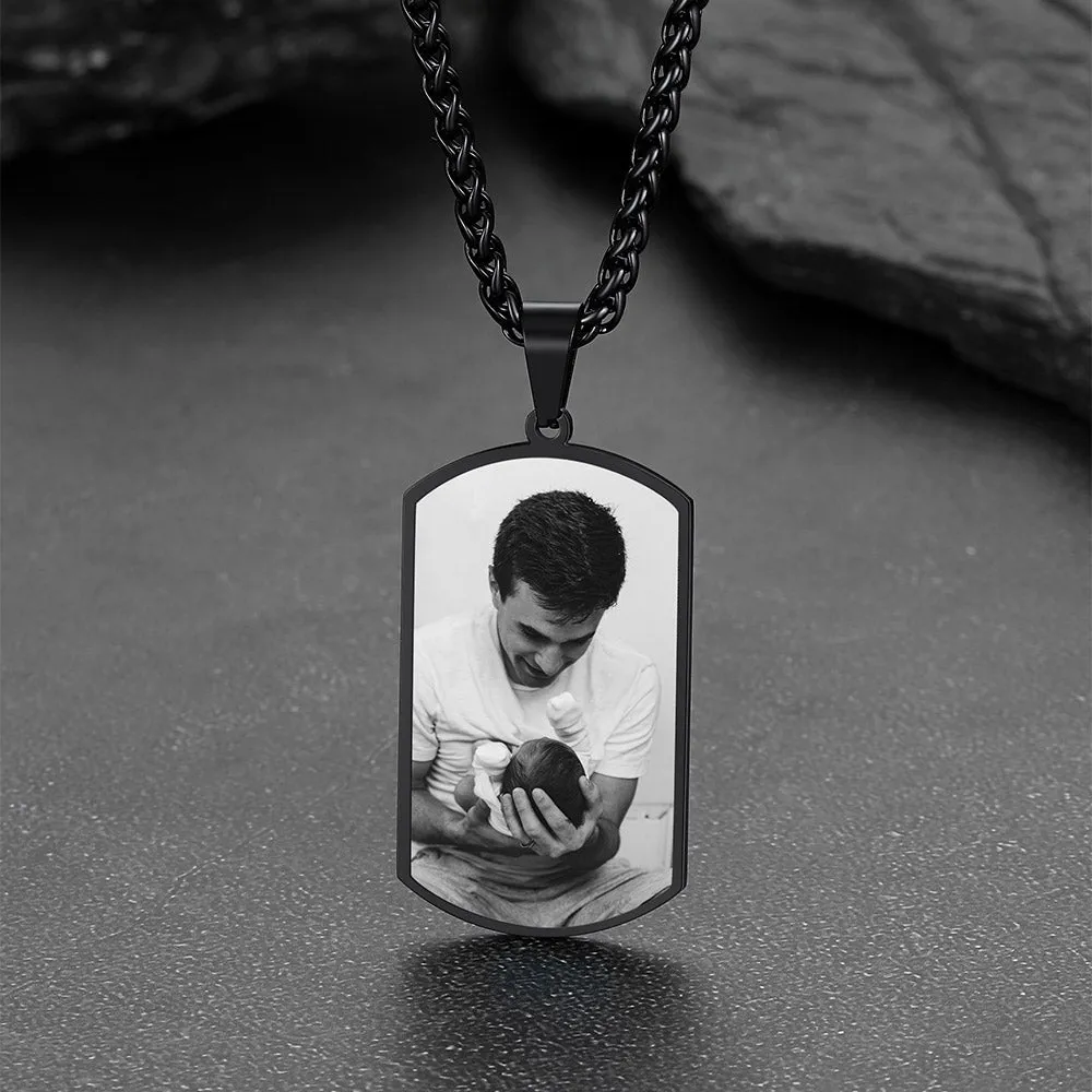 Customized Picture Dog Tag Necklace with Calendar Memorial Gift for Men sold by FaithHeart product image thumbnail 4