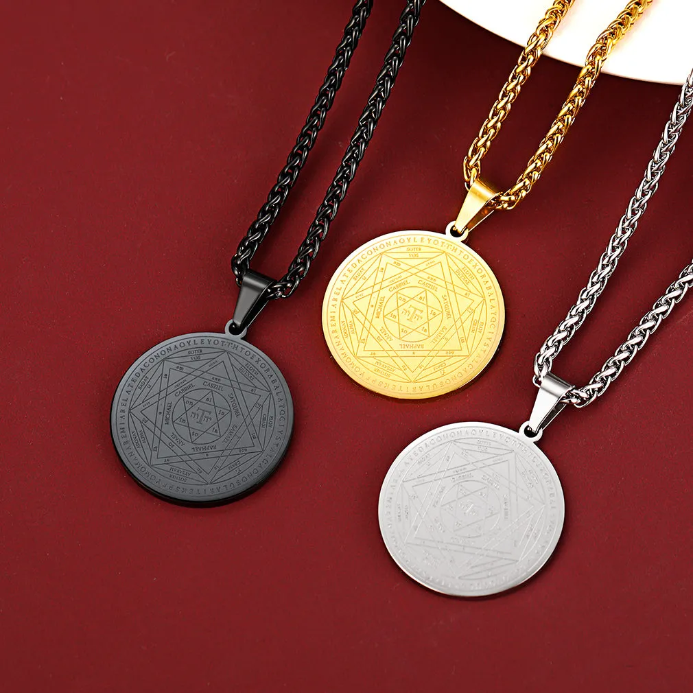 Seal of Solomon Pendant Talisman Pentagram Necklace For Men sold by FaithHeart product image thumbnail 3