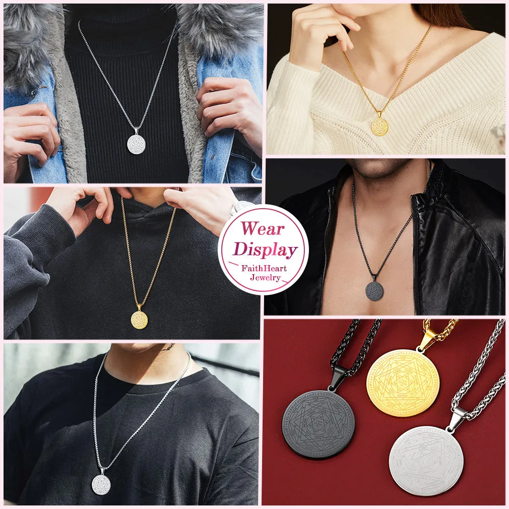 Seal of Solomon Pendant Talisman Pentagram Necklace For Men sold by FaithHeart product image thumbnail 4