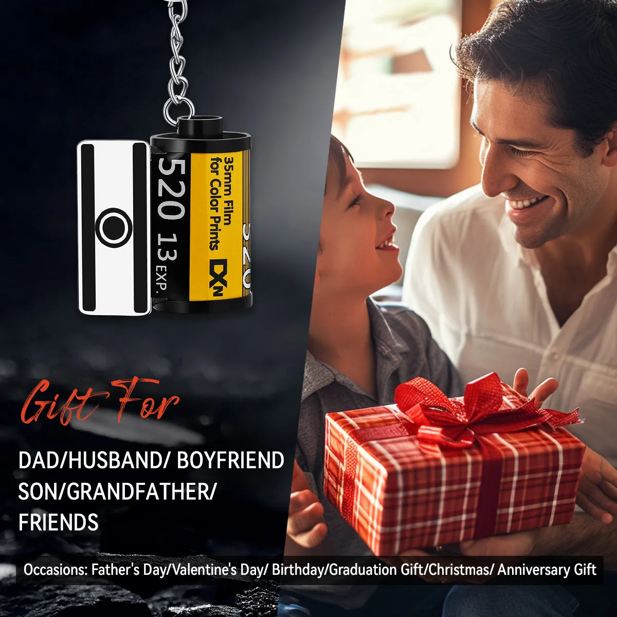 Custom Photo Camera Film Roll Keychain Reel Album Gift For Dad Memorial Gift sold by FaithHeart product image thumbnail 3