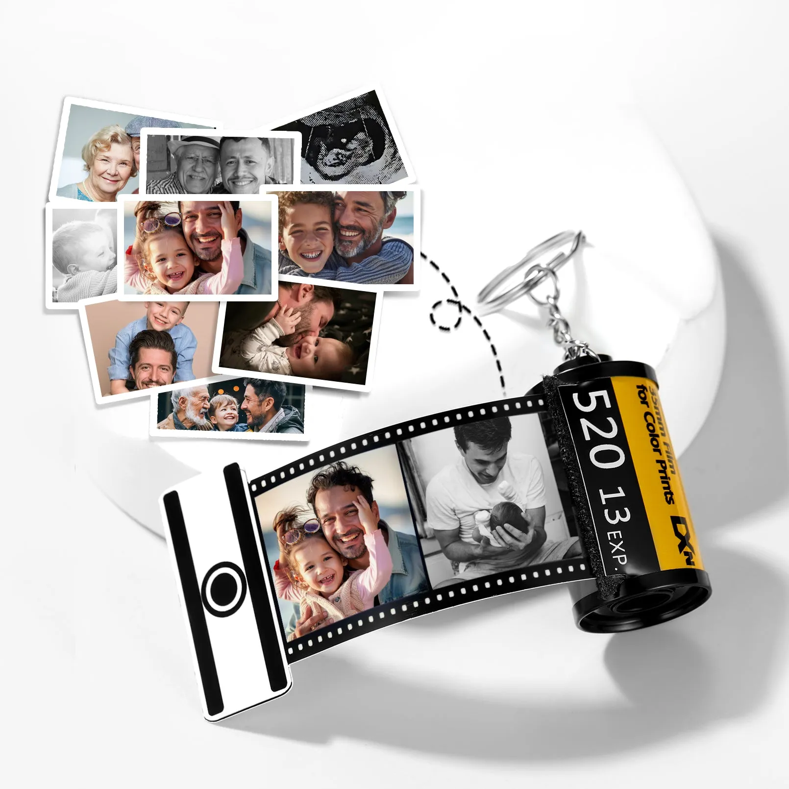Custom Photo Camera Film Roll Keychain Reel Album Gift For Dad Memorial Gift sold by FaithHeart product image thumbnail 4