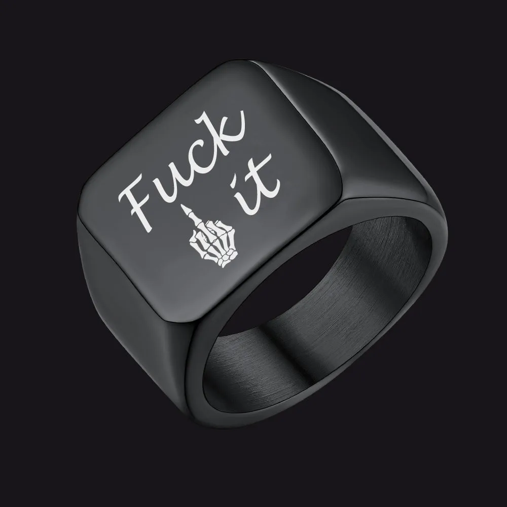 Stainless Steel Biker Signet Ring for Men sold by FaithHeart