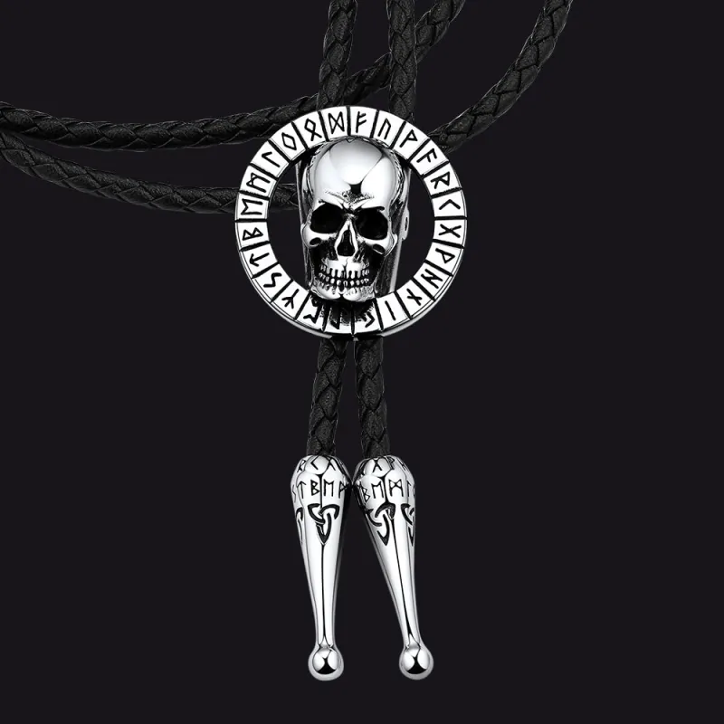 Gothic Skull Bolo Tie with Viking Rune for Men Women sold by FaithHeart