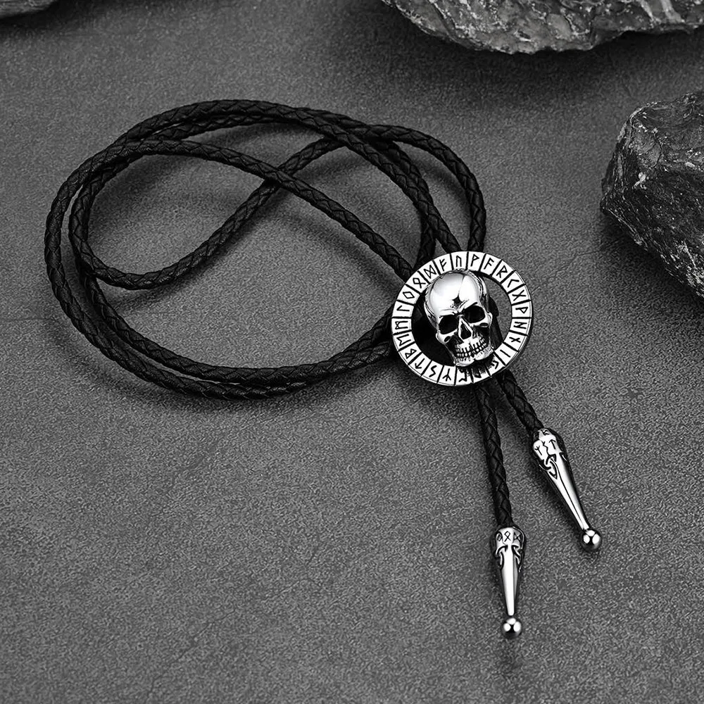 Gothic Skull Bolo Tie with Viking Rune for Men Women sold by FaithHeart product image thumbnail 4