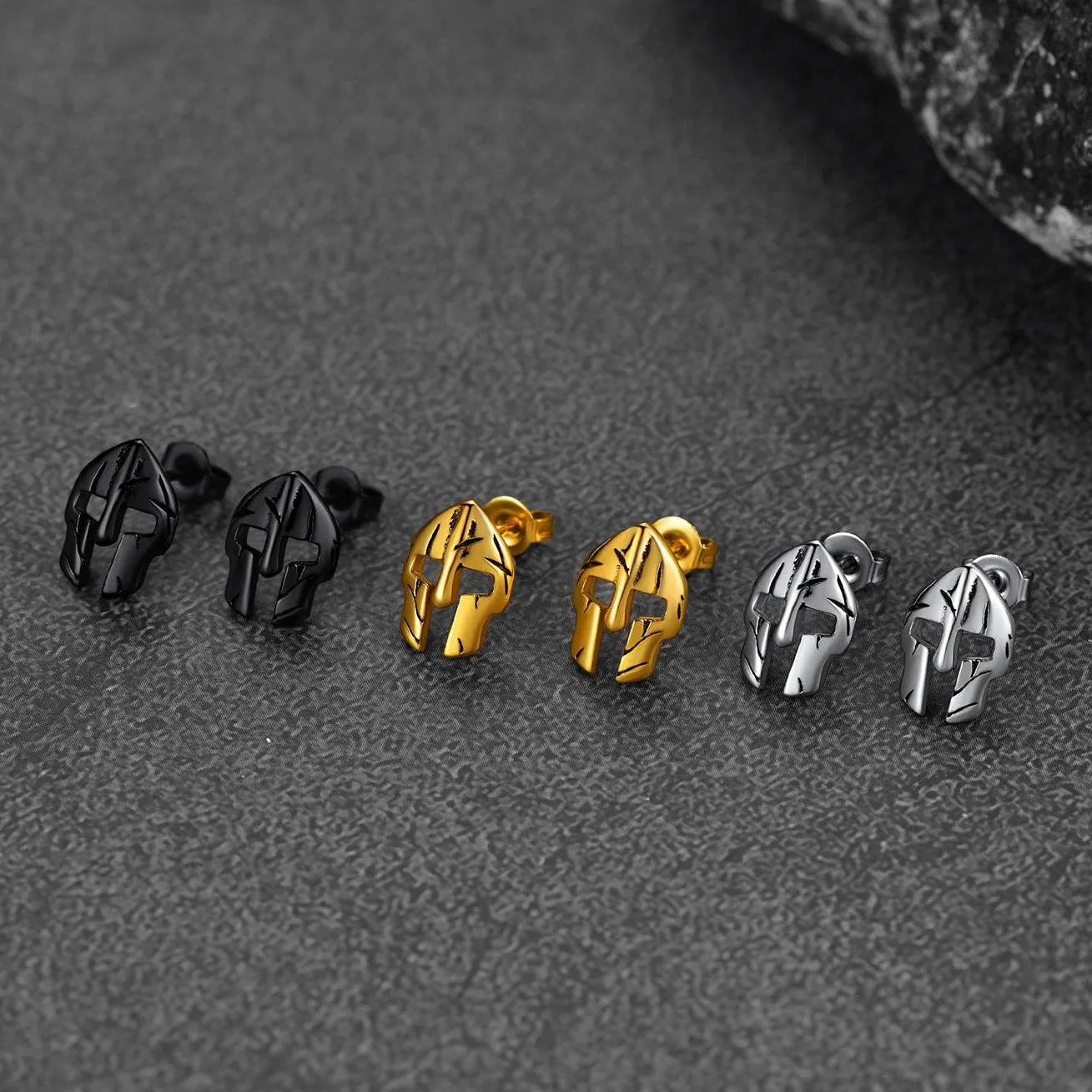Flash Sale Spartan Helmet Mask Stud Earrings for Men sold by FaithHeart product image thumbnail 3