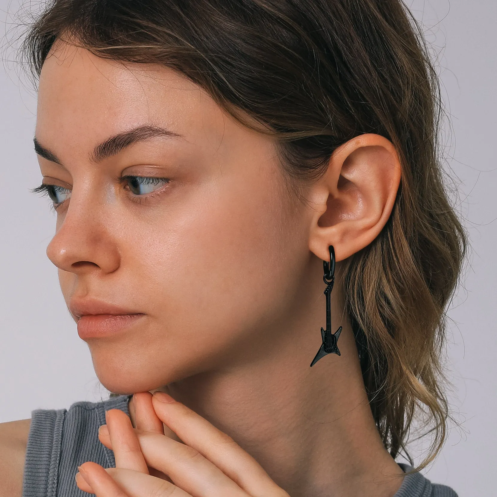 Punk Guitar Hoop Dangle Earrings for Men Women sold by FaithHeart product image thumbnail 3