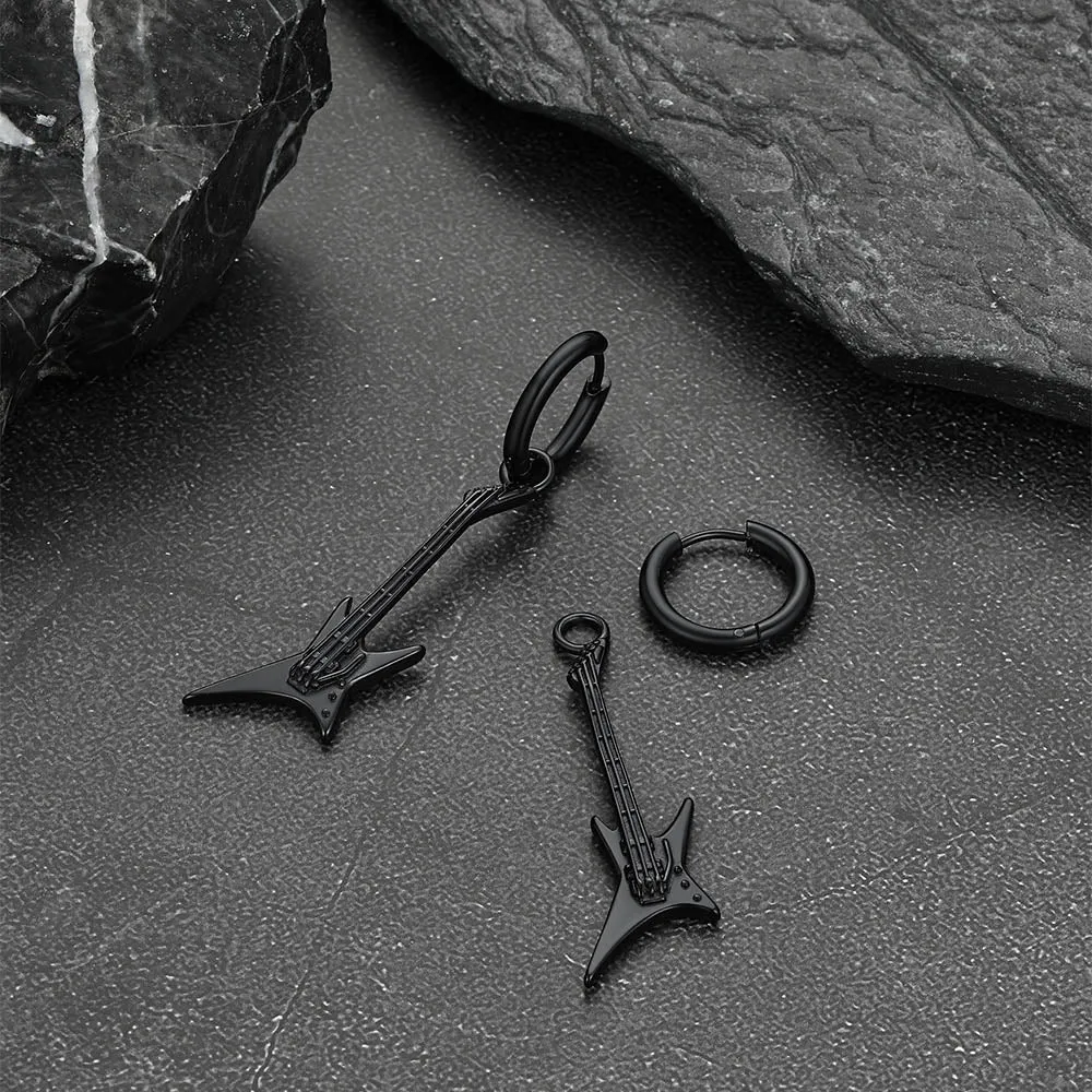 Punk Guitar Hoop Dangle Earrings for Men Women sold by FaithHeart product image thumbnail 5