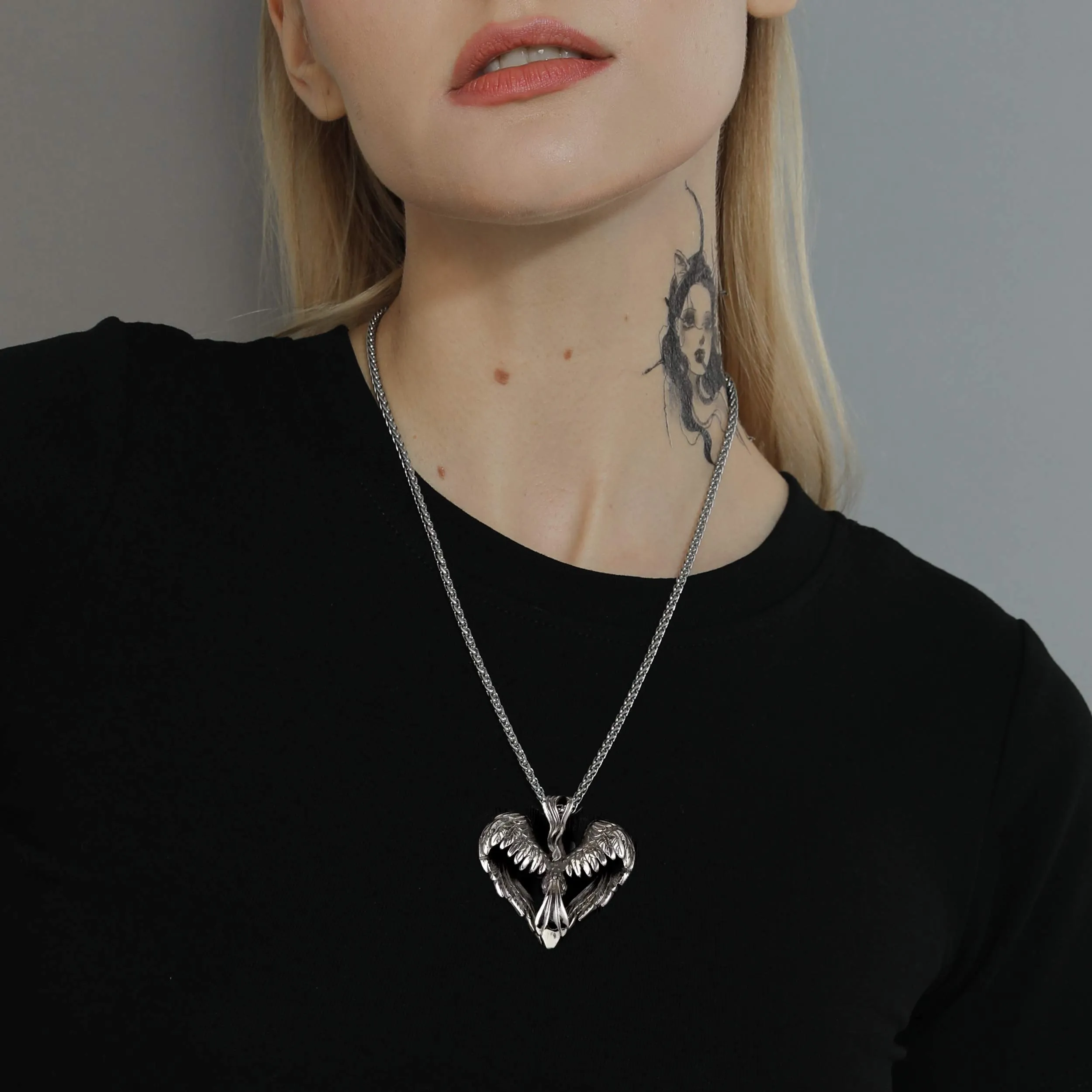 Vintage Phoenix Heart Pendant Necklace for Men sold by FaithHeart product image thumbnail 3