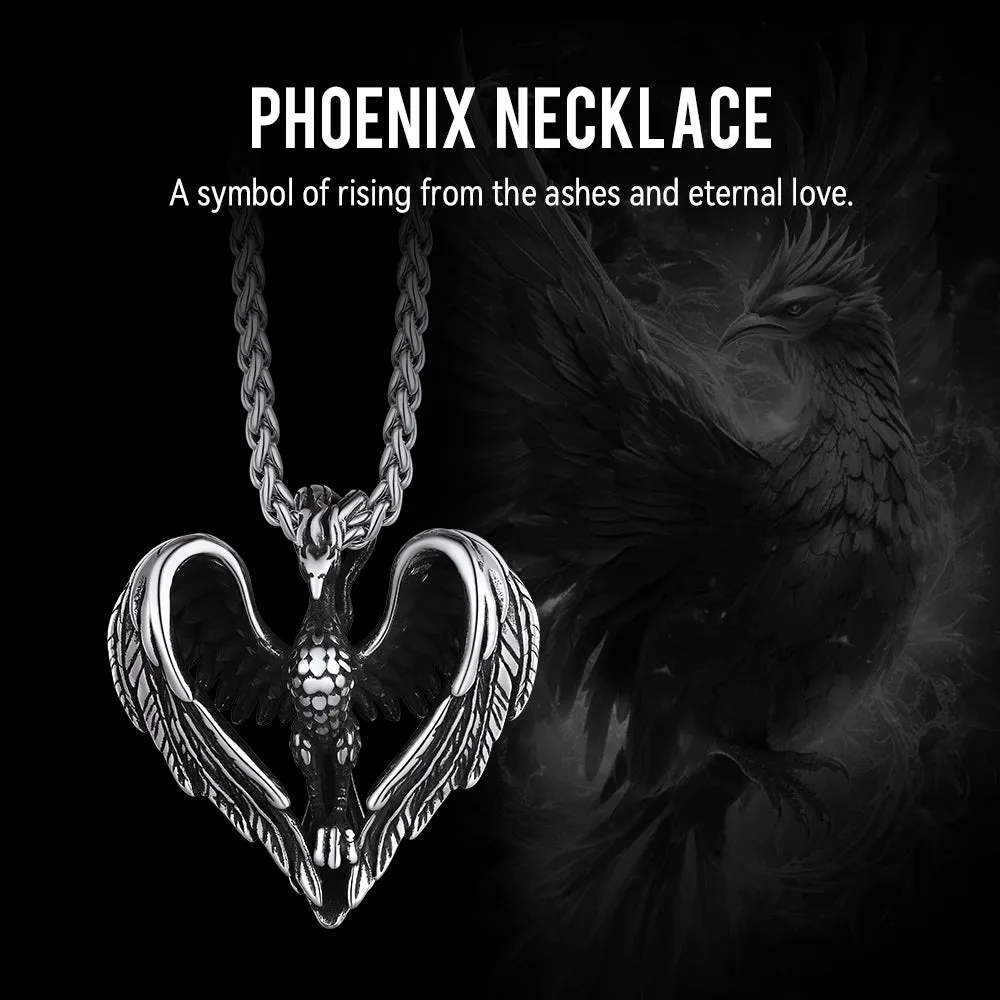 Vintage Phoenix Heart Pendant Necklace for Men sold by FaithHeart product image thumbnail 5
