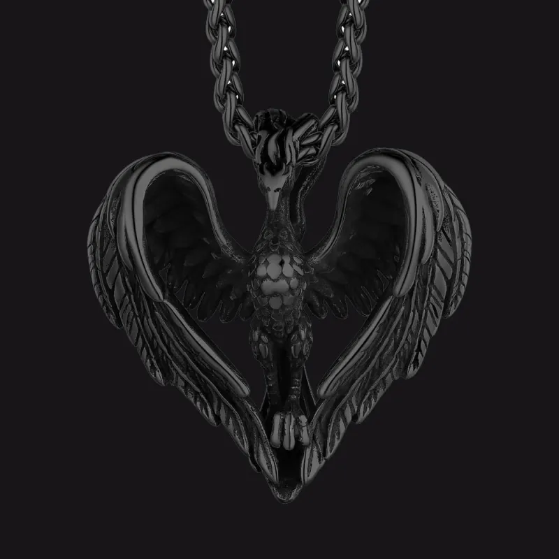 Vintage Phoenix Heart Pendant Necklace for Men sold by FaithHeart