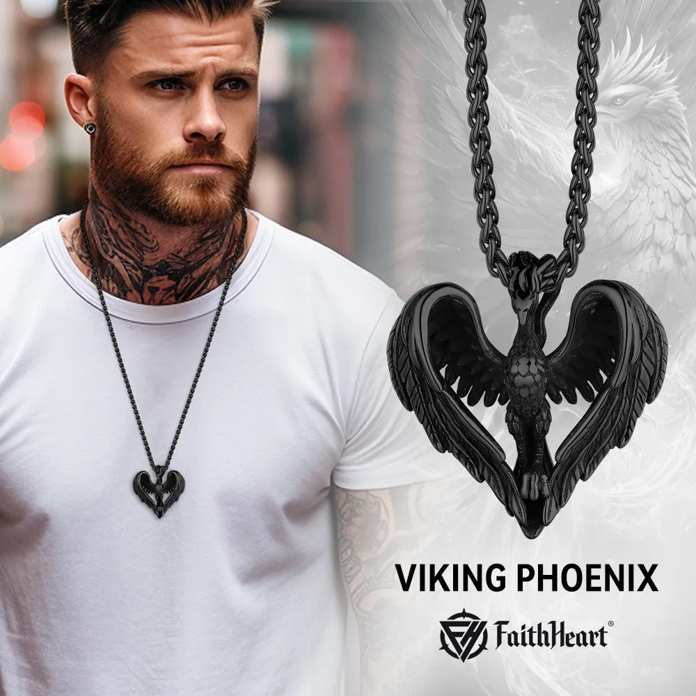 Vintage Phoenix Heart Pendant Necklace for Men sold by FaithHeart product image thumbnail 2