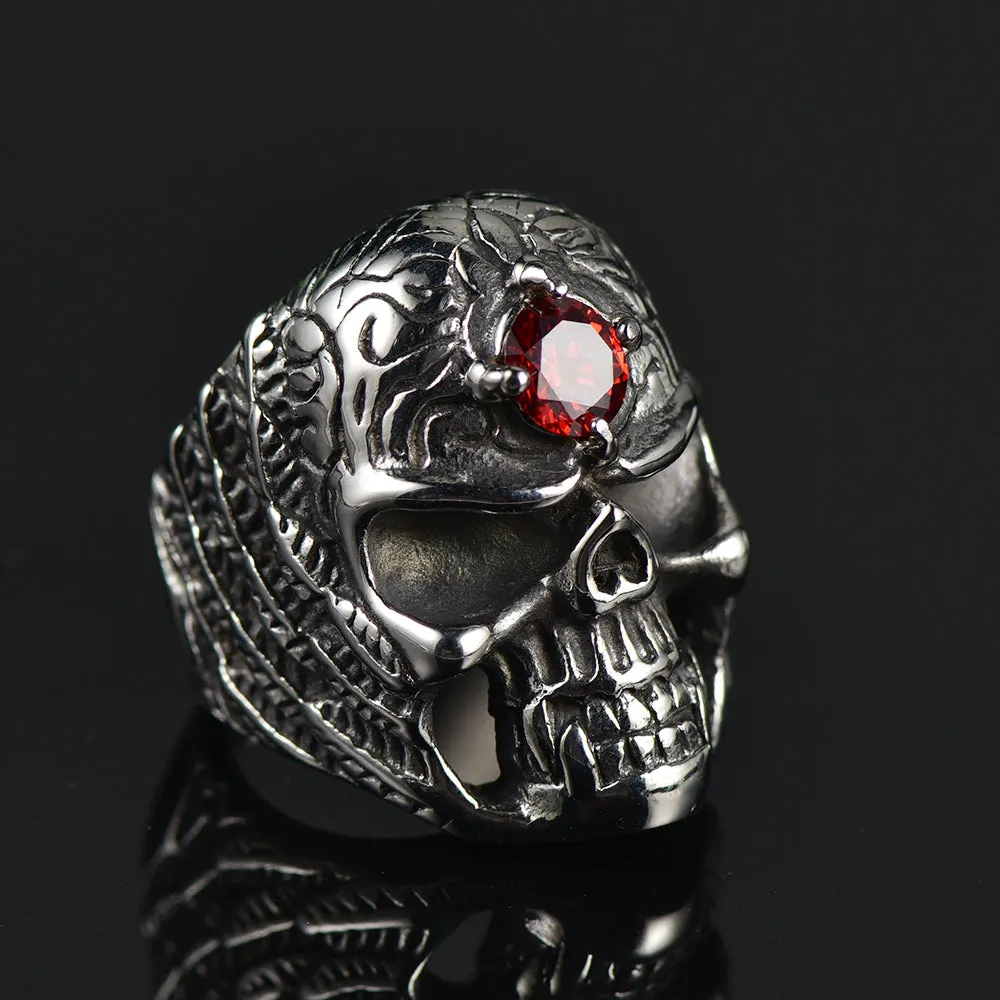 Flash Sale Gothic Skull Ring with Red Gem Forehead for Men/Women sold by FaithHeart