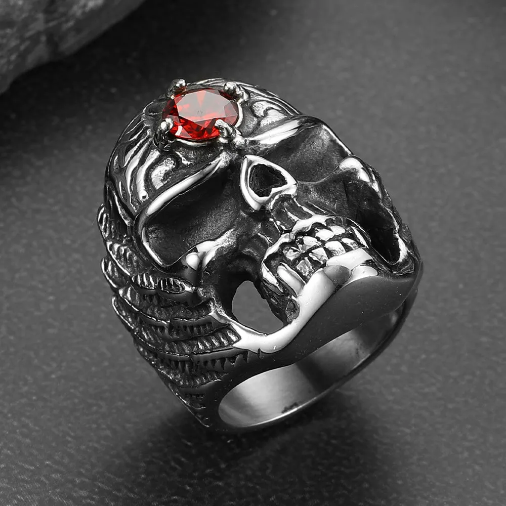 Flash Sale Gothic Skull Ring with Red Gem Forehead for Men/Women sold by FaithHeart product image thumbnail 4