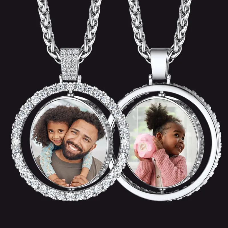 Personalized Memorial Double-side Picture Circle Chain Necklace for Men Women sold by FaithHeart