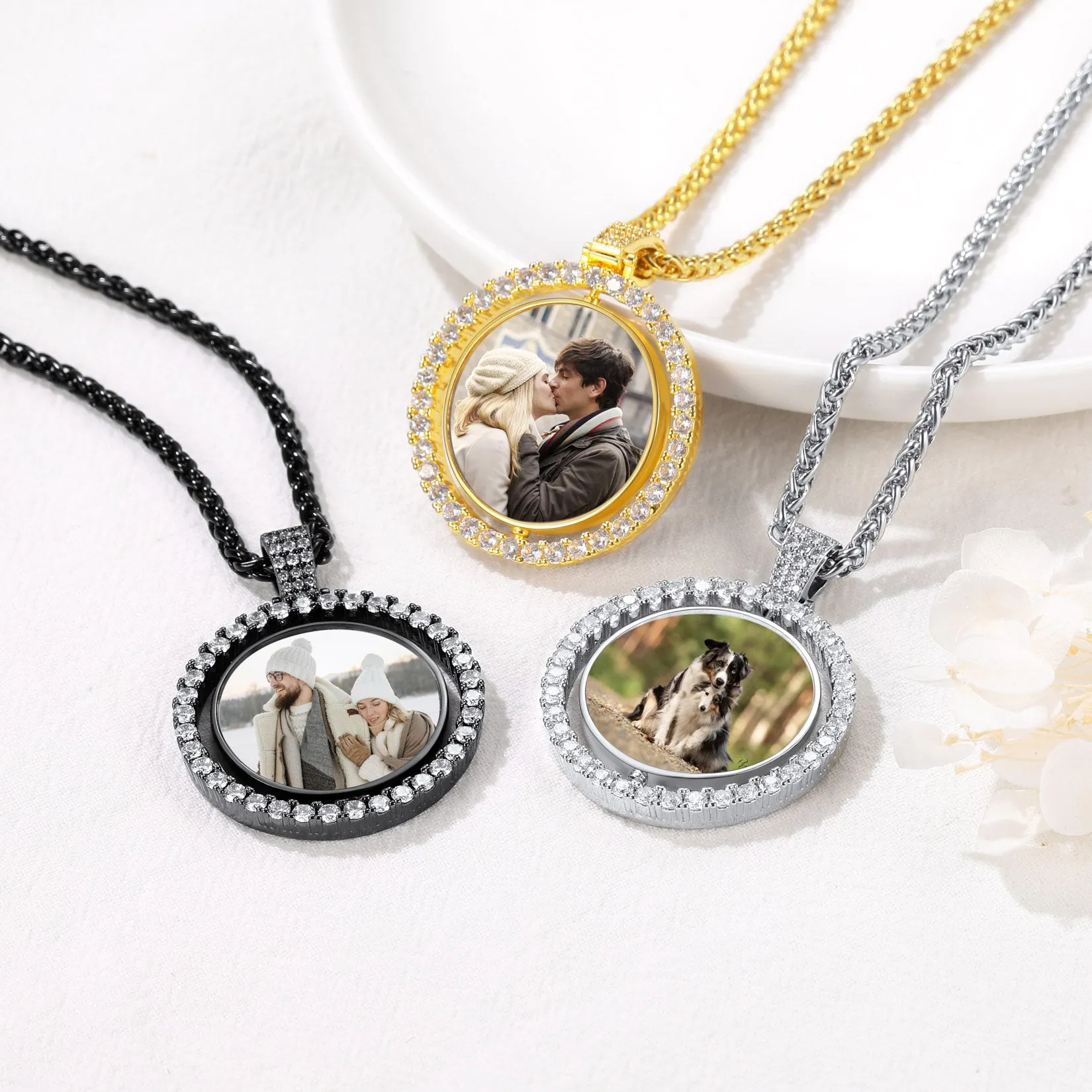 Personalized Memorial Double-side Picture Circle Chain Necklace for Men Women sold by FaithHeart product image thumbnail 4