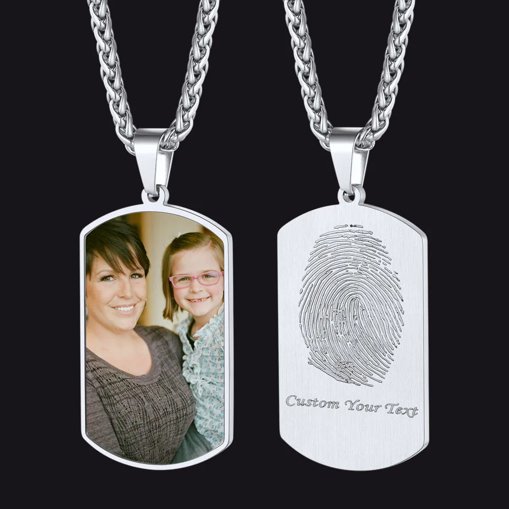 Customized Photo Dog Tag Fingerprint Necklace for Men Women sold by FaithHeart