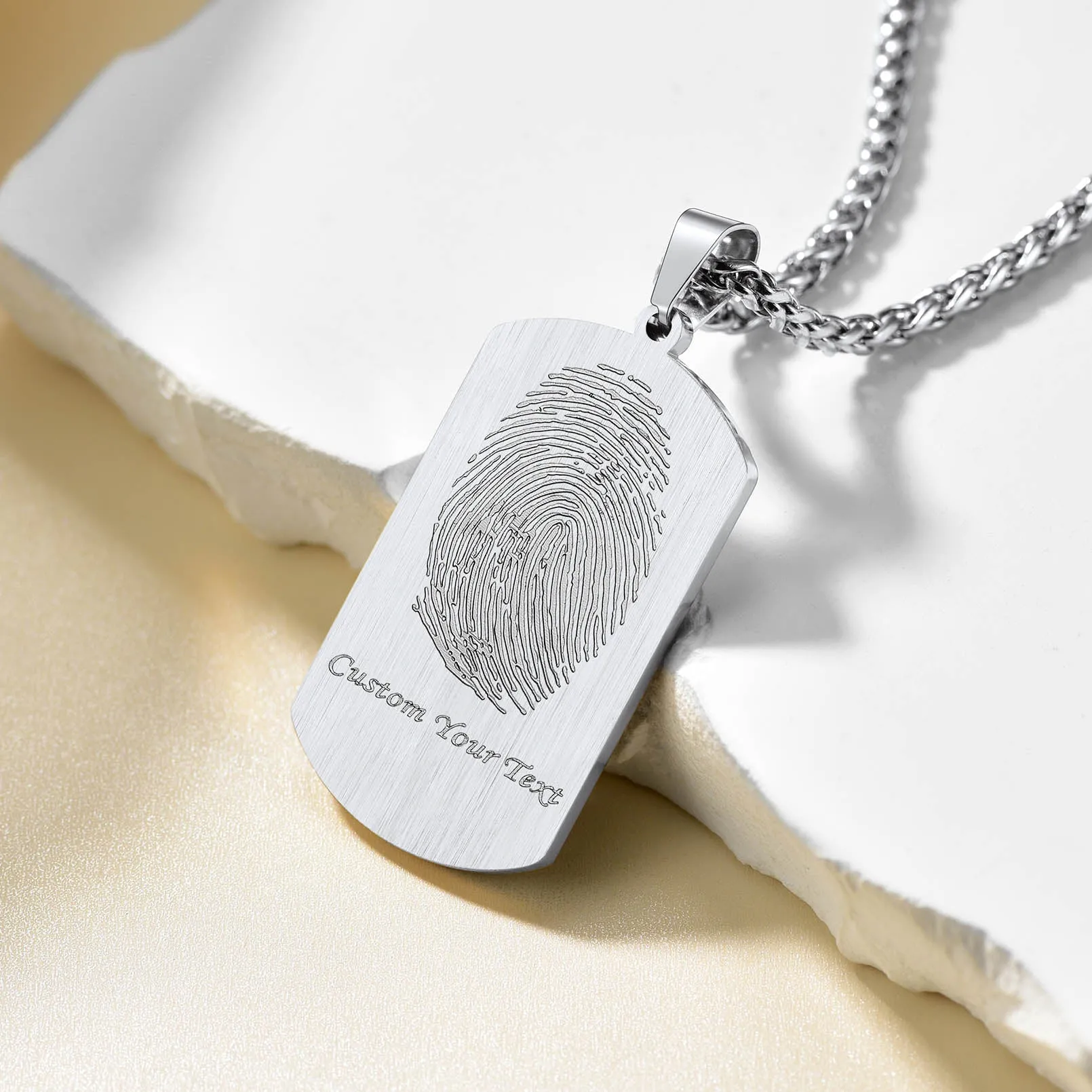 Customized Photo Dog Tag Fingerprint Necklace for Men Women sold by FaithHeart product image thumbnail 5