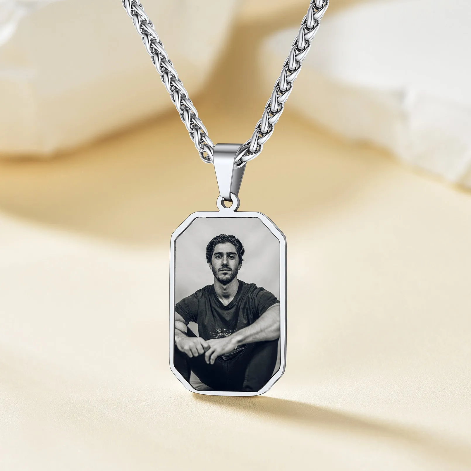 Personalized Picture Fingerprint Dog Tag Necklace for Men sold by FaithHeart product image thumbnail 5