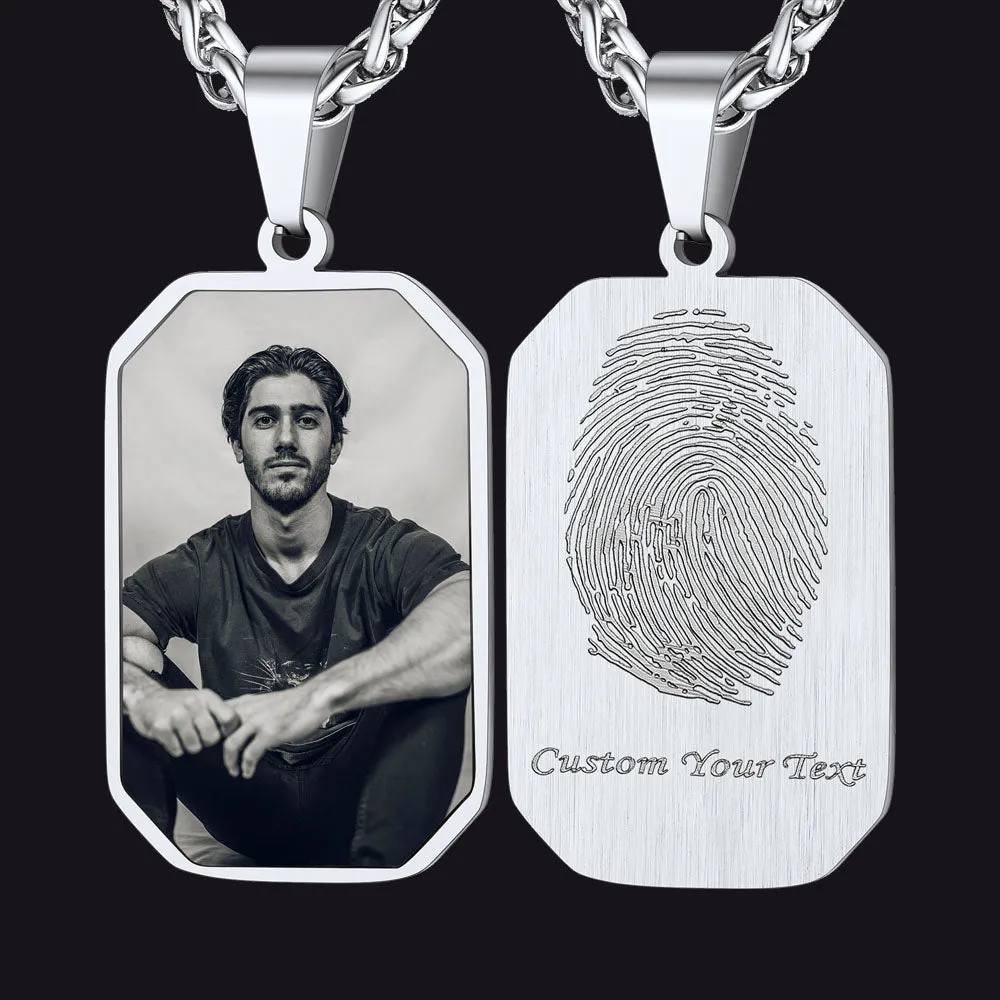 Personalized Picture Fingerprint Dog Tag Necklace for Men sold by FaithHeart