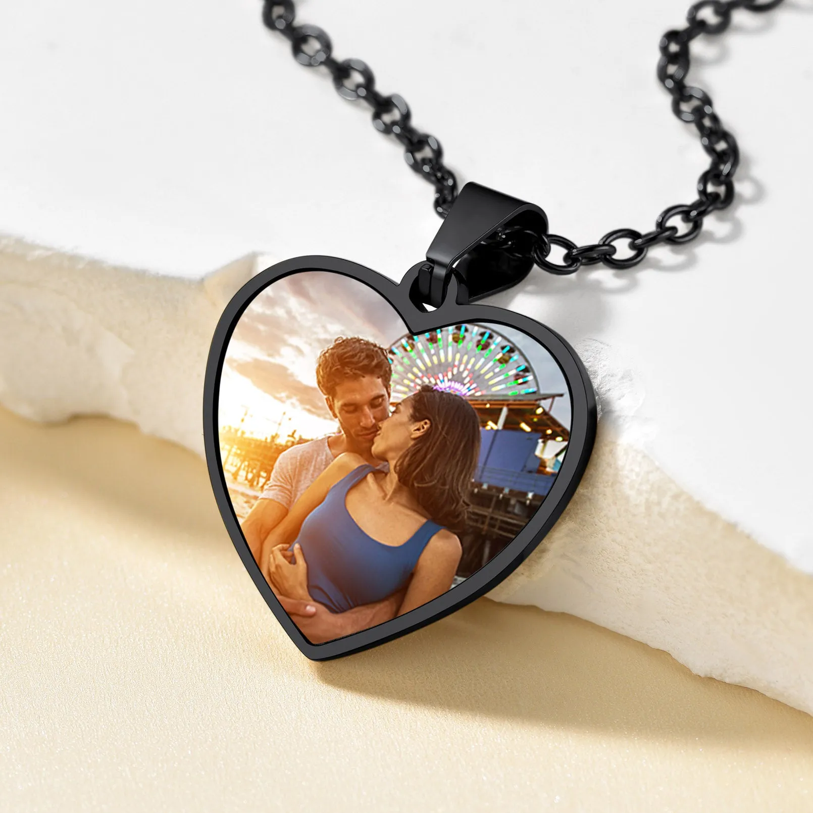 Customized Heart Photo Fingerprint Necklace for Women sold by FaithHeart product image thumbnail 5